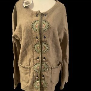 “APRIL CORNELL” 100% Wool Beaded Sweater.